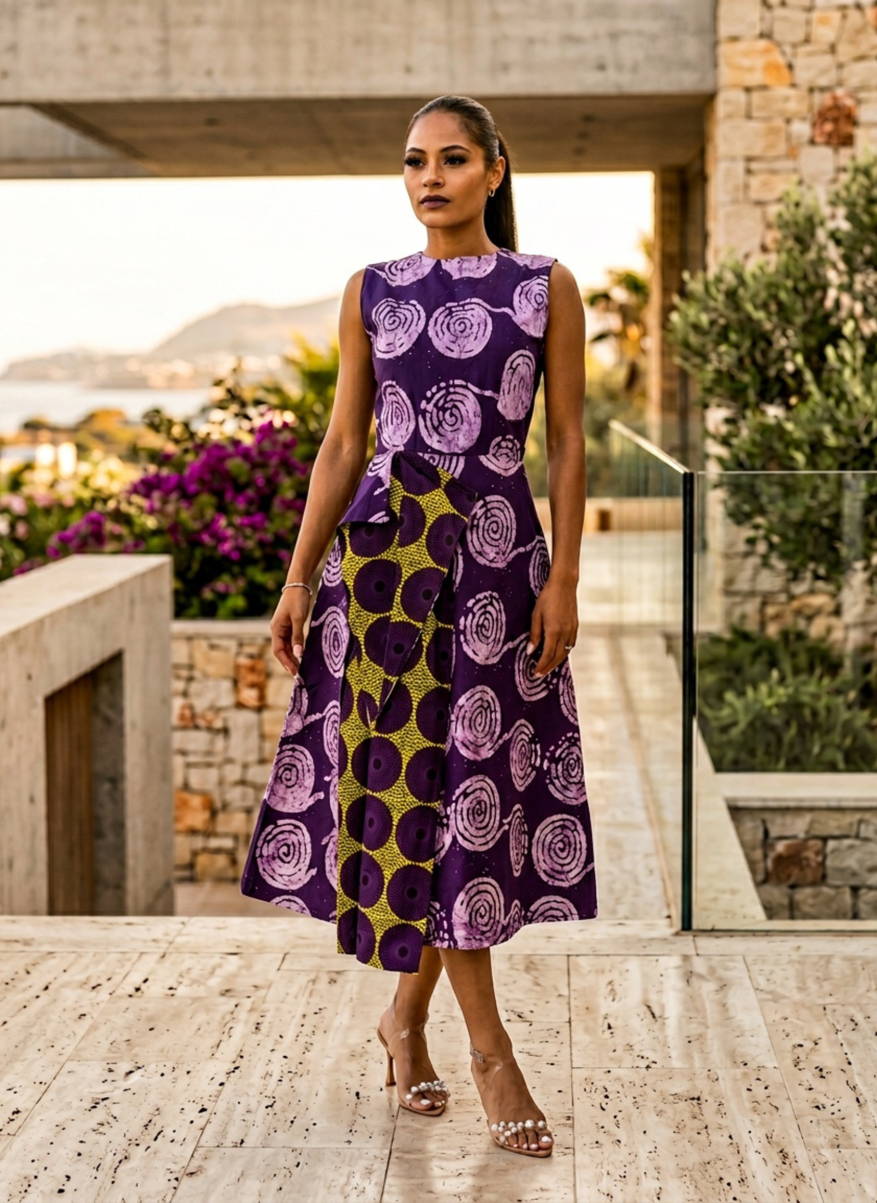 batik midi dress Obiajulu Batik & Ankara Midi Dress