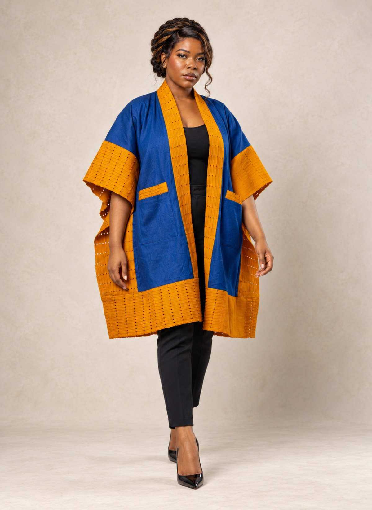 Titi Denim & Silk Aso Oke Luxury Kimono