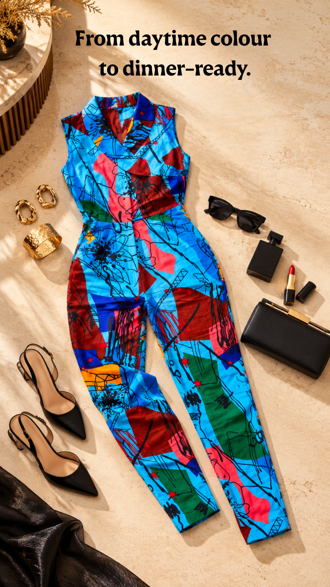 Edewede Blue African Print Jumpsuit