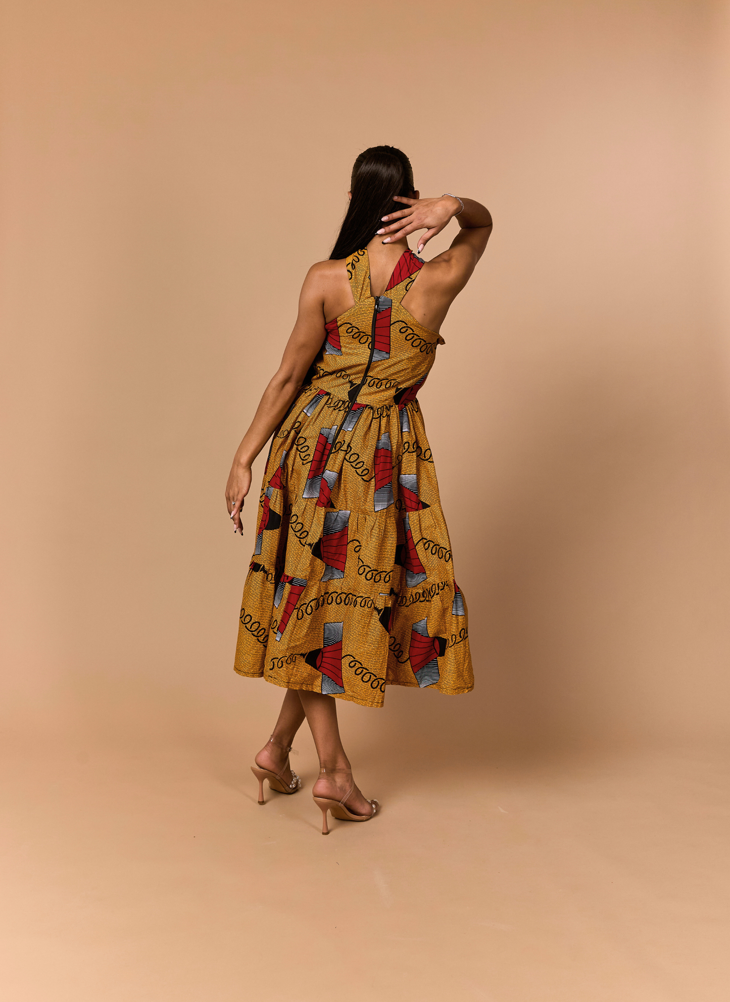 Zuri Radiance Ankara Halter Midi Dress