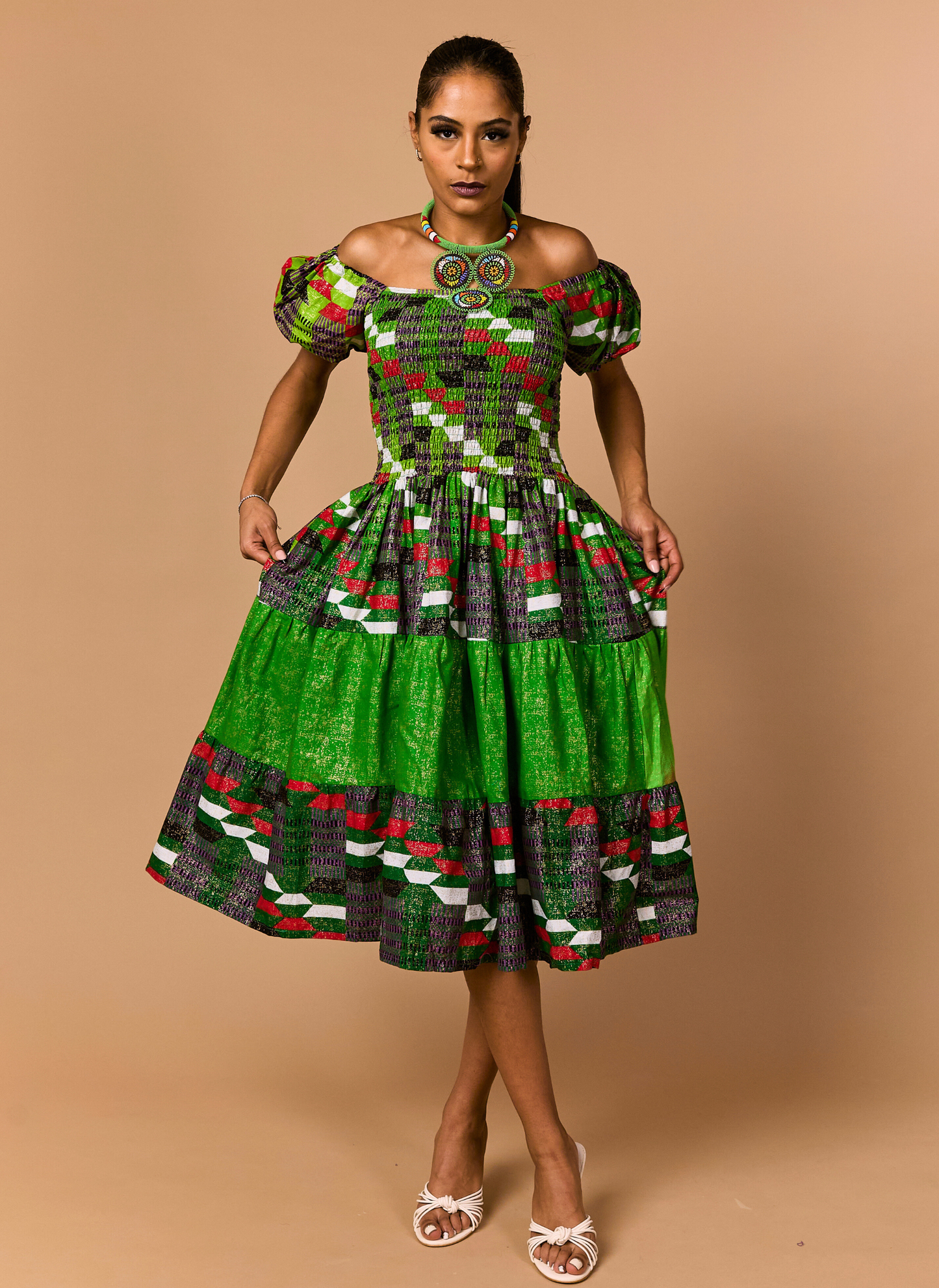 Nneka Smocked Midi Dress