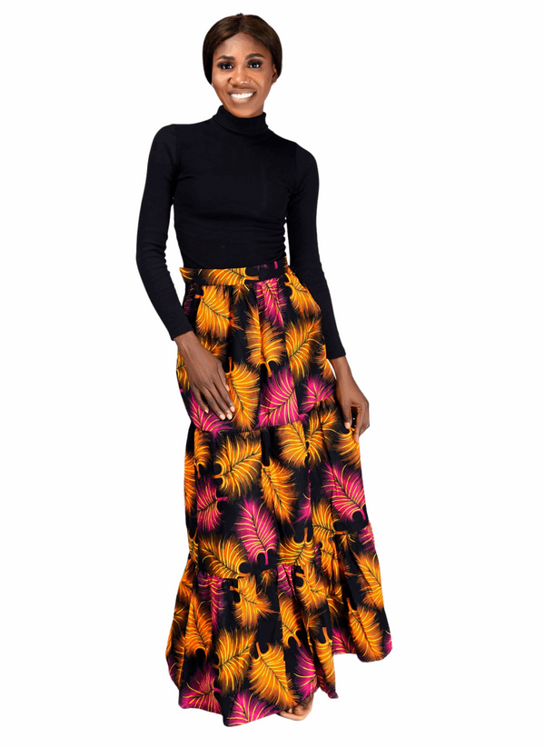 Nigerian clothing for women, Casual African print skirt, Formal African print skirt, Natural waist African print skirt, Side pocket maxi skirt, Unlined African print skirt, Concealed side zip skirt, Full cotton skirt