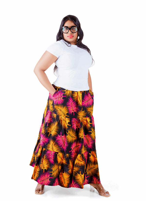 Vibrant colour skirt Convenient pockets skirt Natural waist skirt Edowayes skirt Versatile skirt.