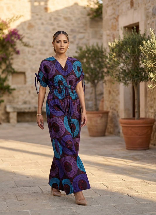 Amara Ruffle Ankara Jumpsuit
