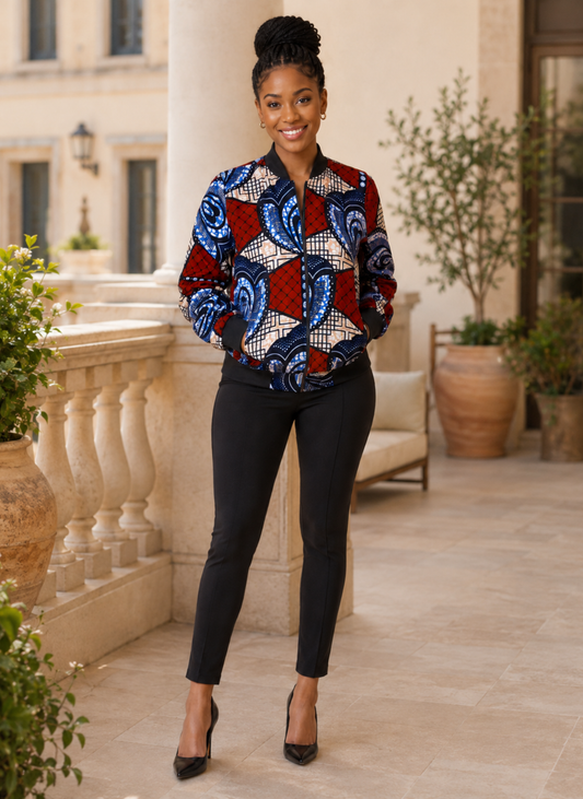 Ngozi African Print Bomber Jacket