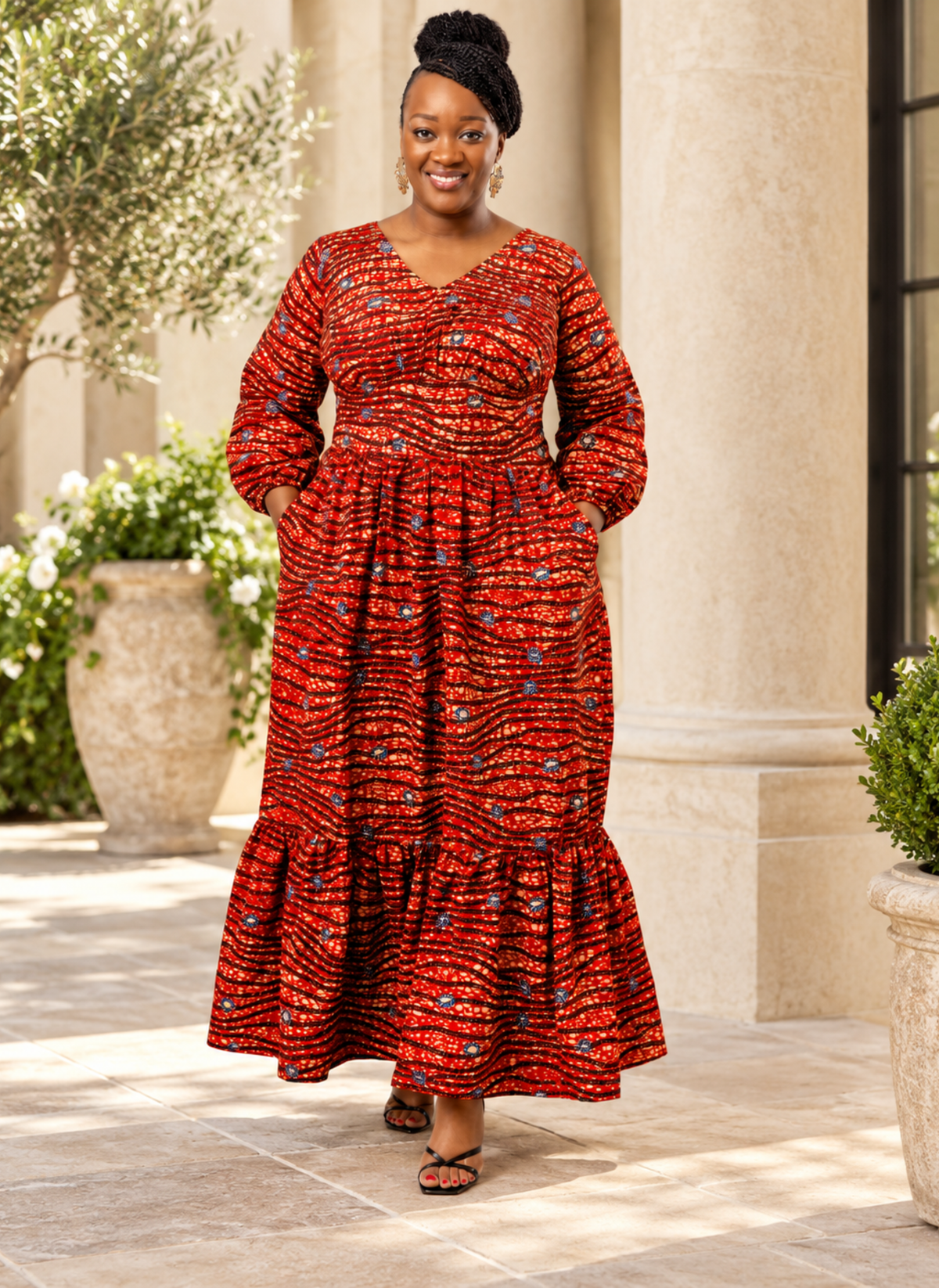 Kimmy African Print Midi Dress