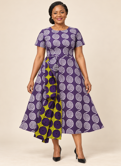 Nehita African Print Maxi Dress – Purple & Yellow