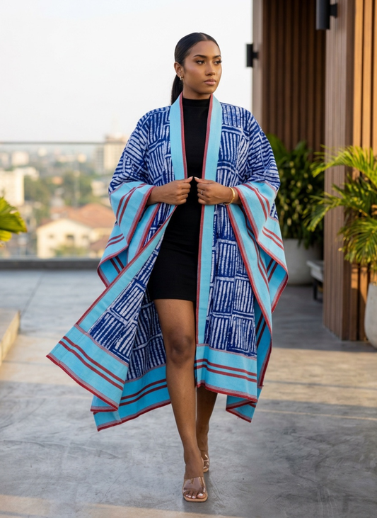Tolu Adire & Aso Oke Mixed-Media Kimono