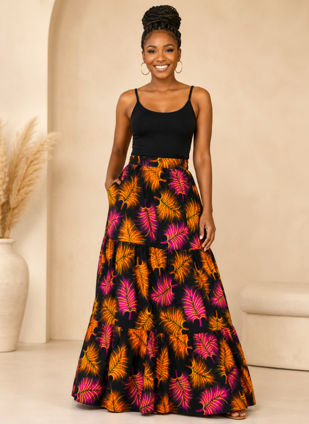 Itua African Print Tiered Skirt