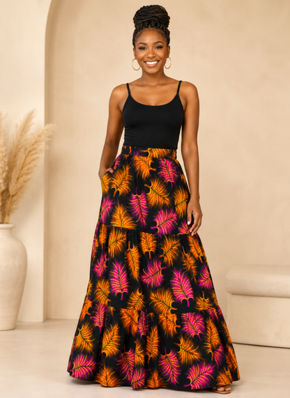 Itua African Print Tiered Skirt