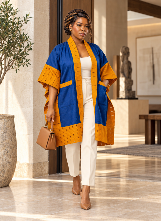 Titi Denim & Silk Aso Oke Luxury Kimono