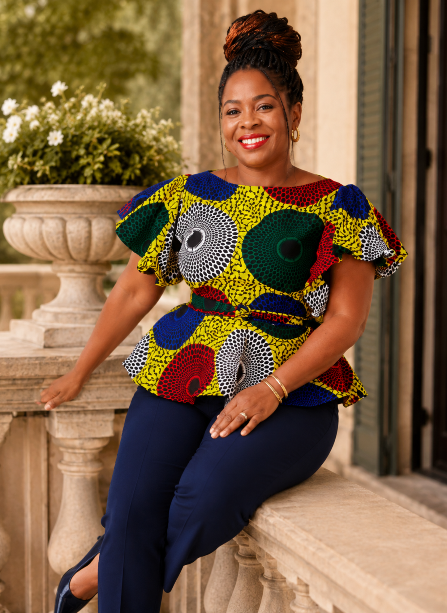 Idowu African Print Peplum Blouse