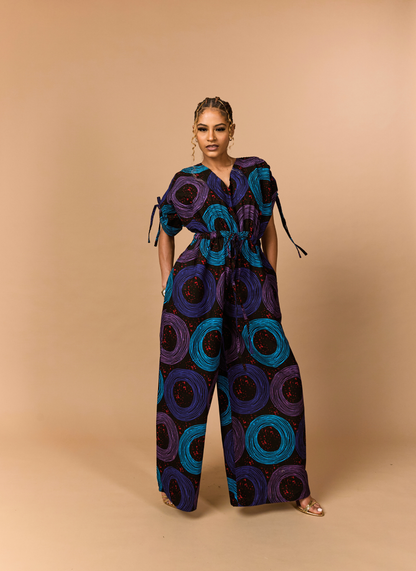 The Amara Ruffle Ankara Jumpsuit