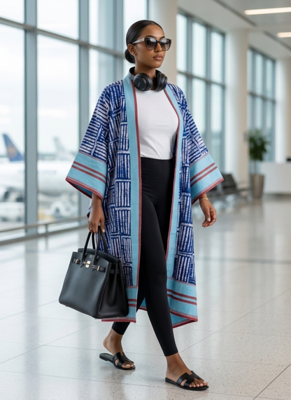 Tolu Adire & Aso Oke Mixed-Media Kimono