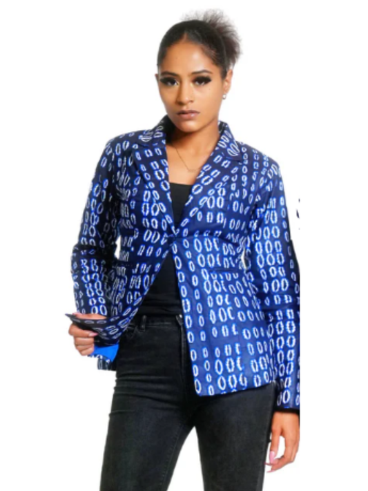 Uche Indigo African Print Power Blazer
