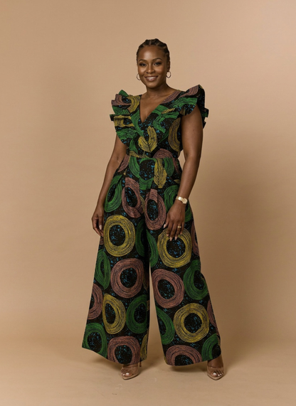 Zola Ruffle African Print Ankara Jumpsuit