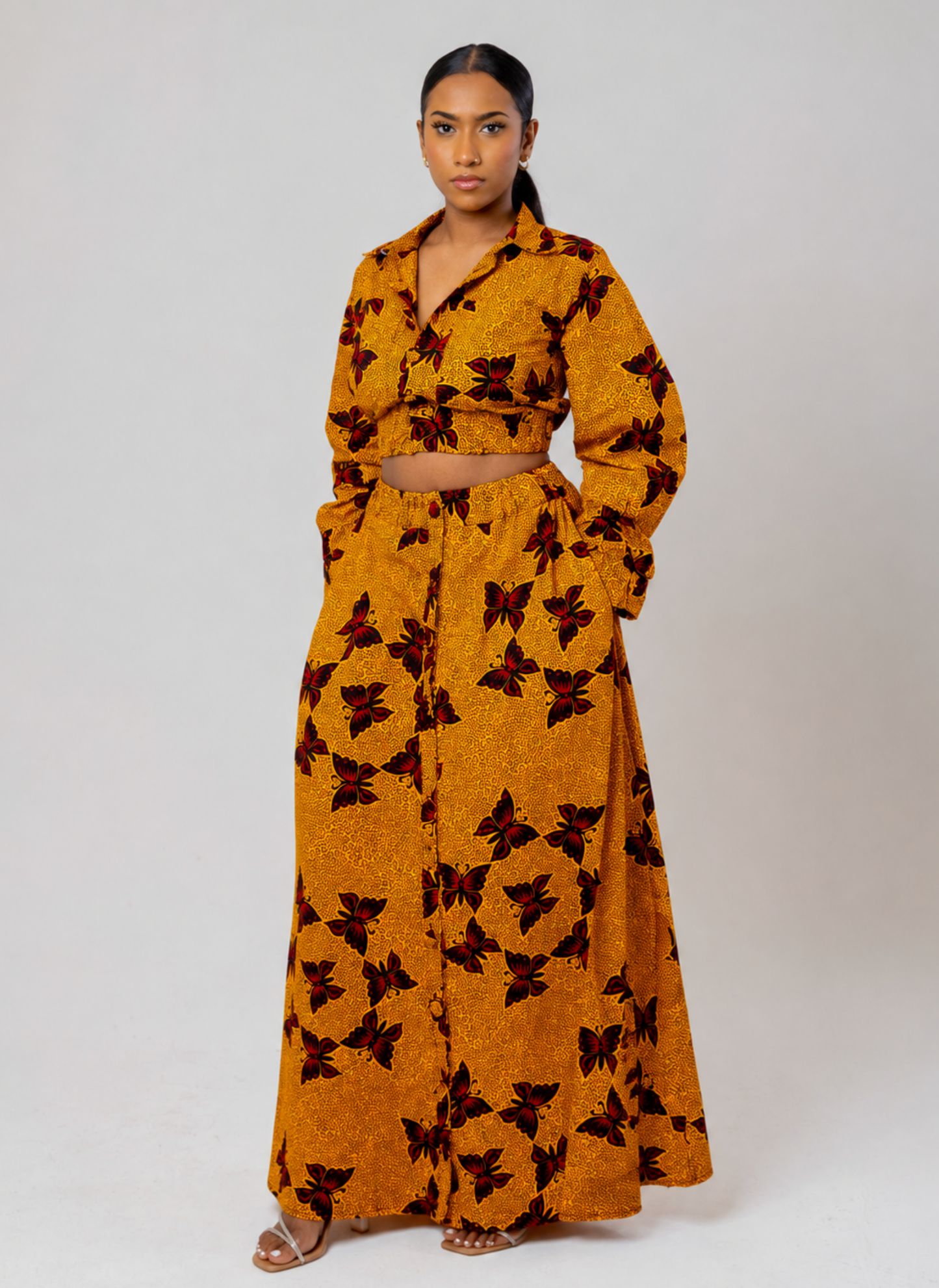 Nosa Ankara Two-Piece Set – Crop Top & High-Waisted Skirt Co-ord