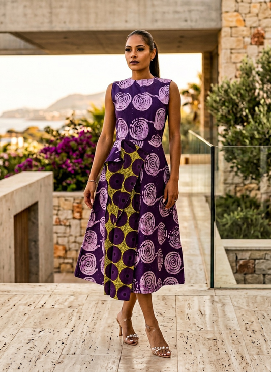 Obiajulu Batik & Ankara Midi Dress