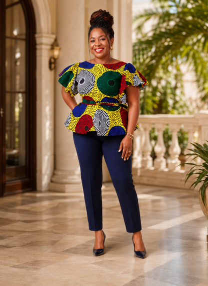 Idowu African Print Peplum Blouse
