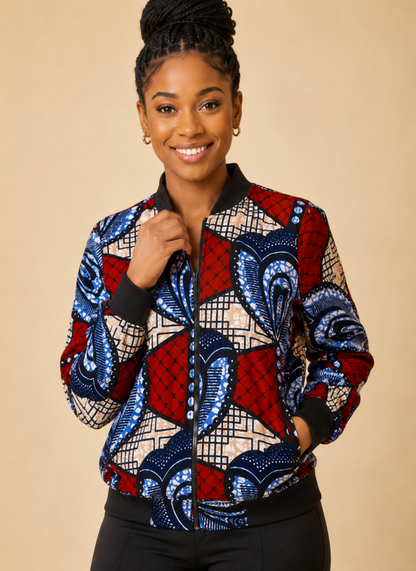 Ngozi African Print Bomber Jacket