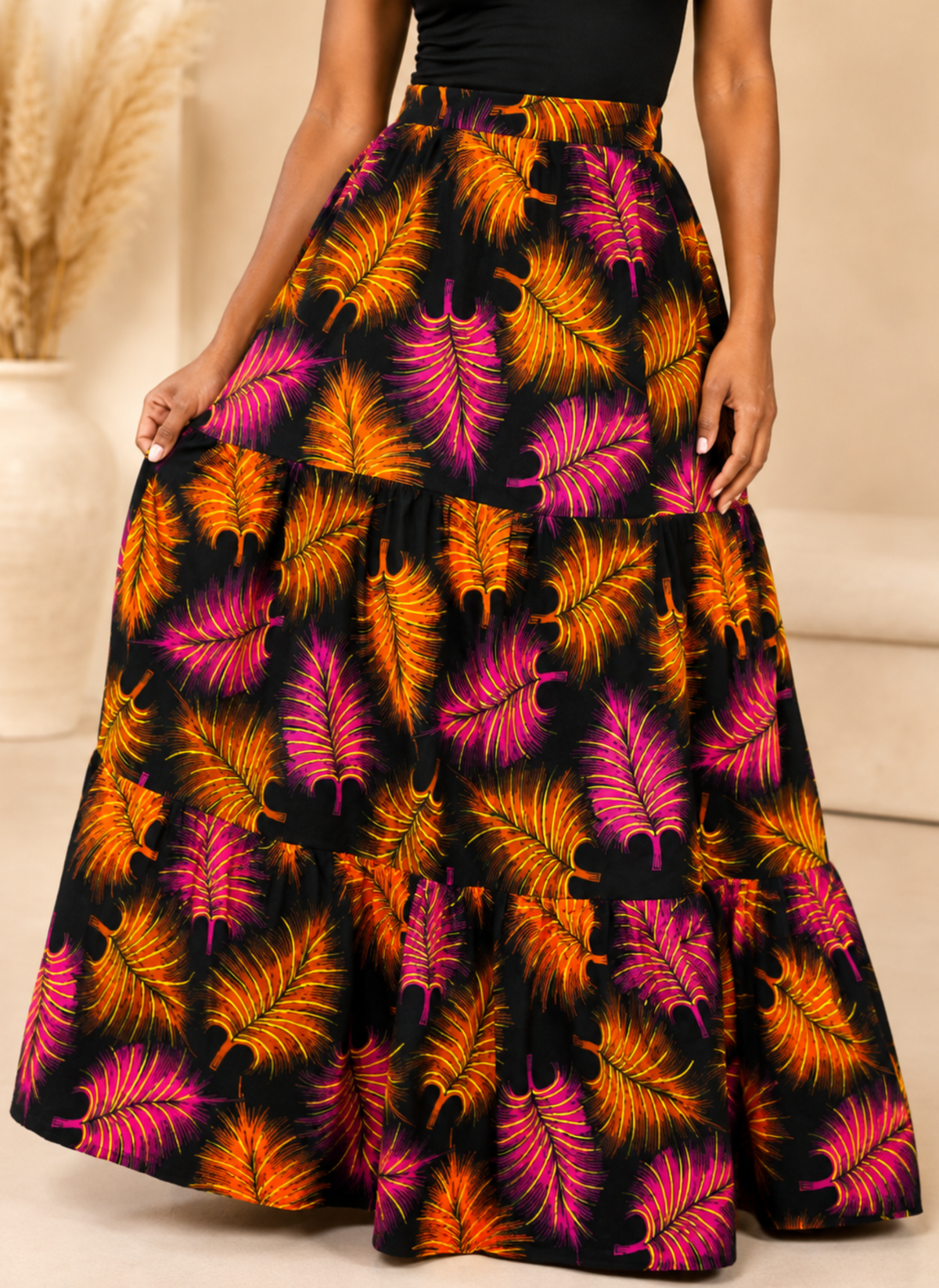 Itua African Print Tiered Skirt
