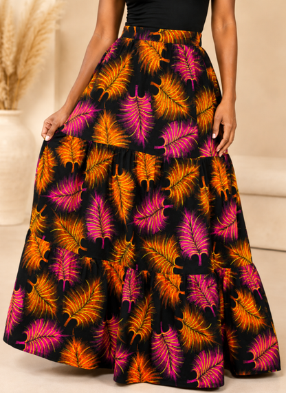 Itua African Print Tiered Skirt