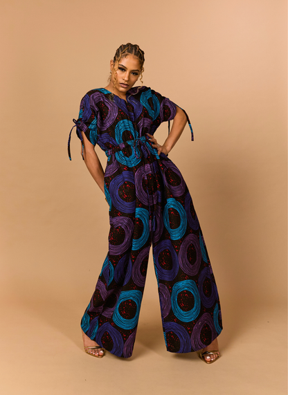 The Amara Ruffle Ankara Jumpsuit
