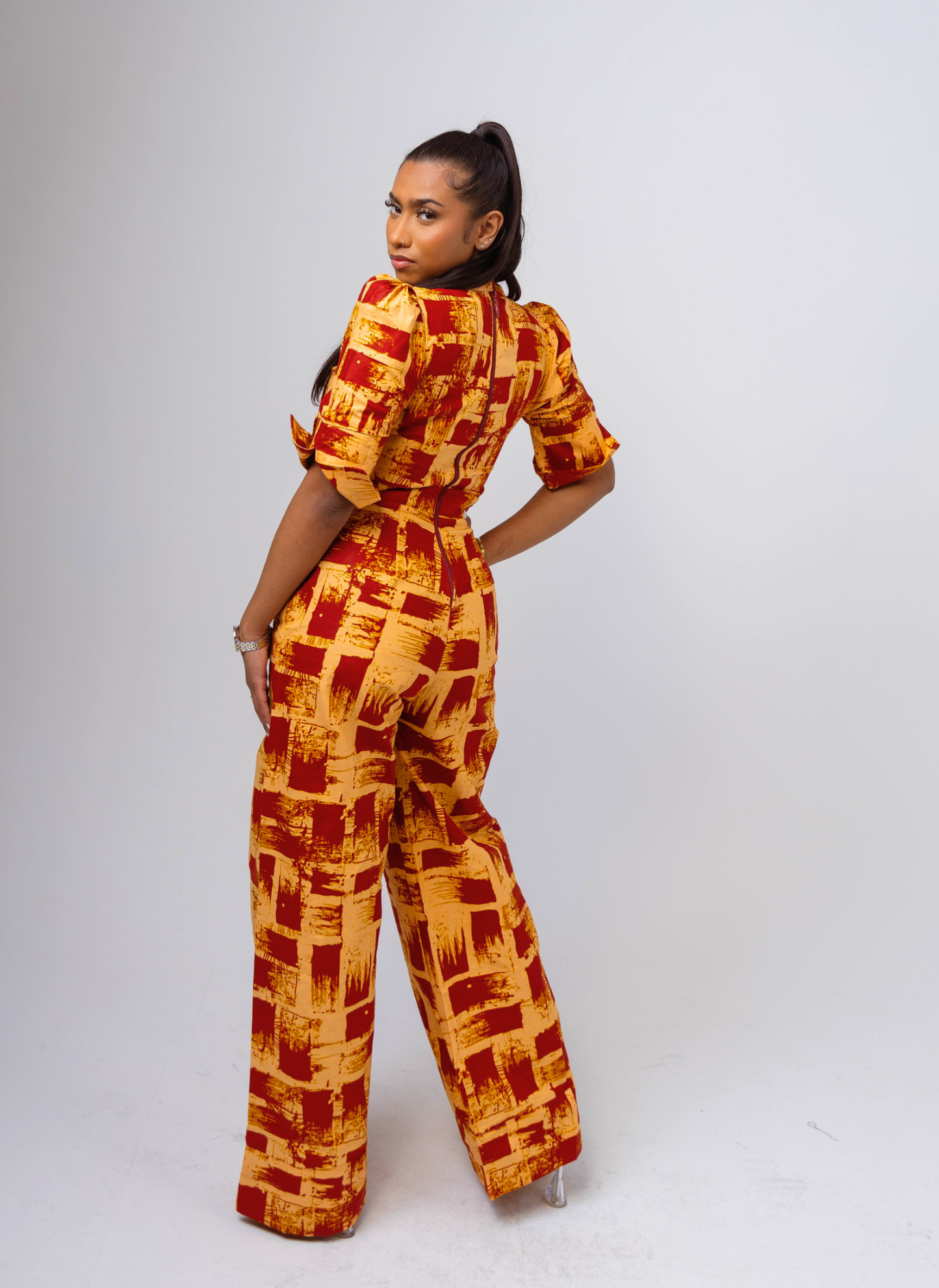Jeje Ankara Jumpsuit – Modern African Print Wide-Leg Jumpsuit