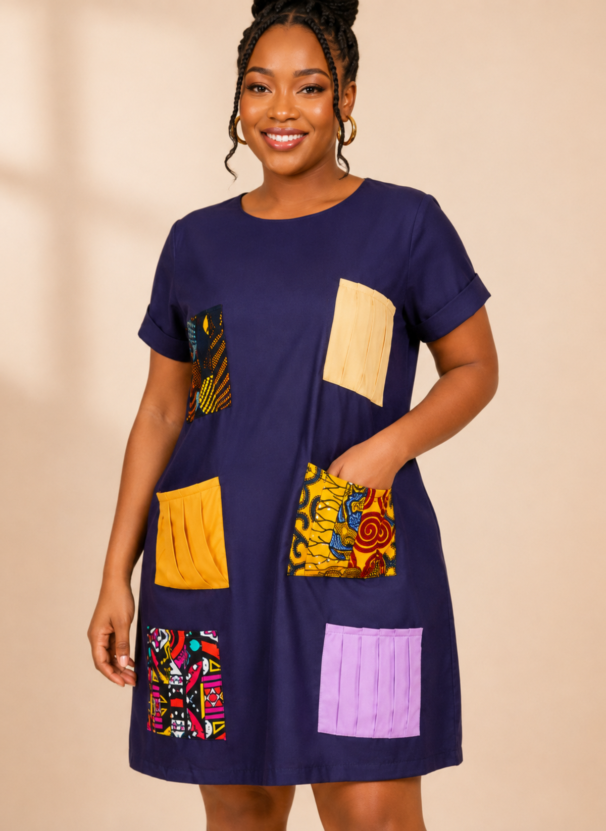Ede African Print Patch Pocket Dress