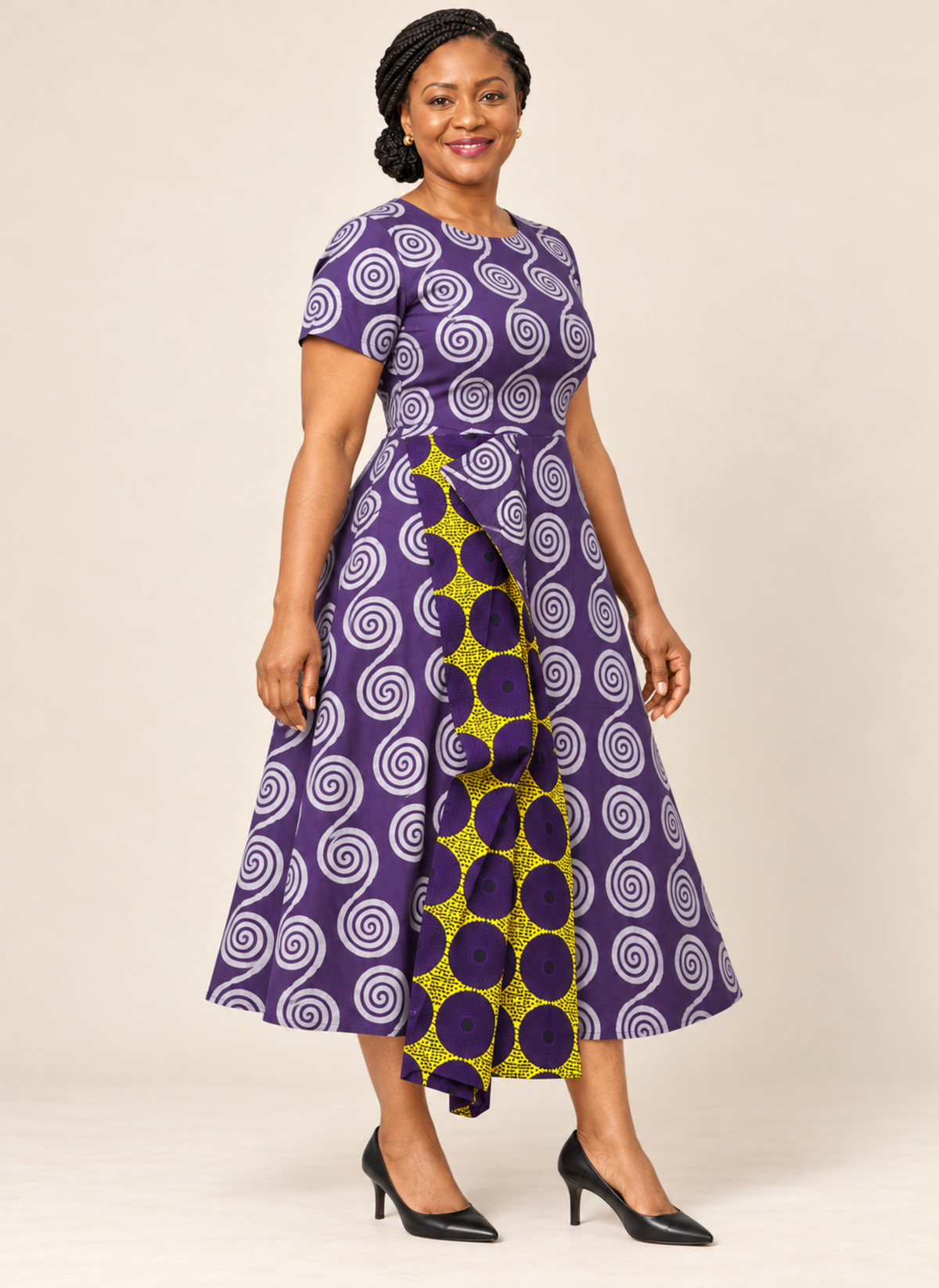 Nehita African Print Maxi Dress – Purple & Yellow