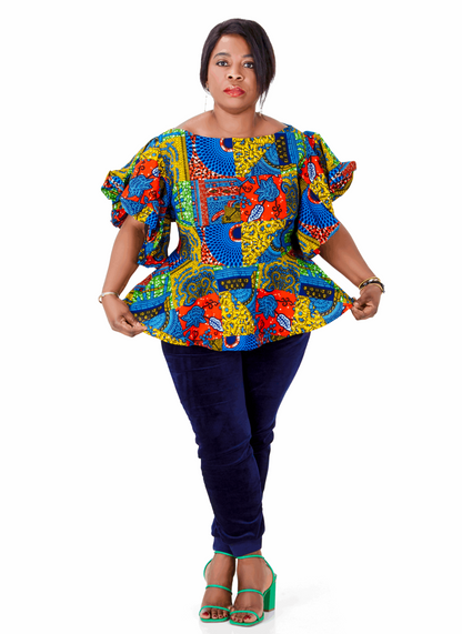 African Print Chidi Peplum Blouse - Edowayes