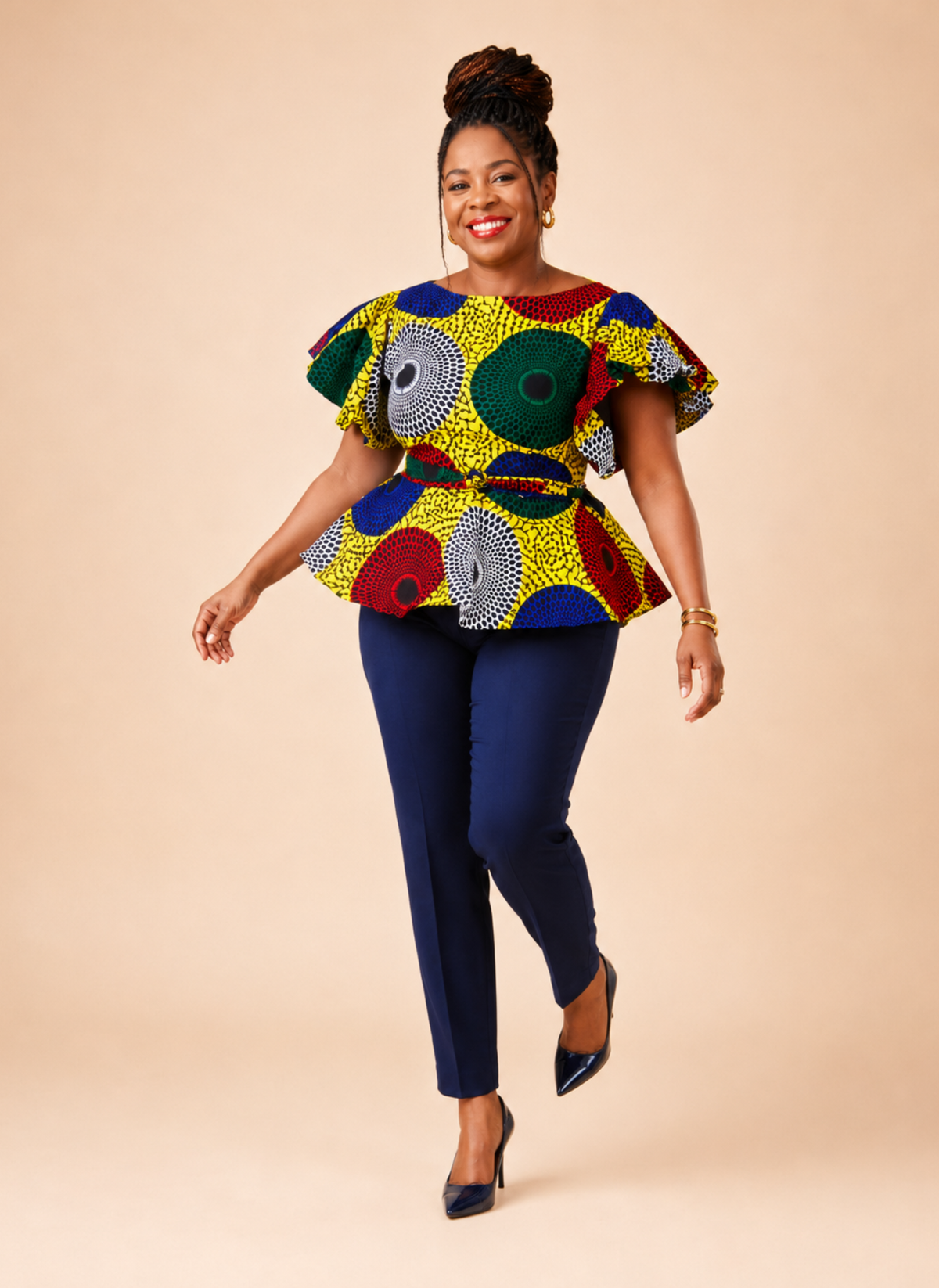 Idowu African Print Peplum Blouse
