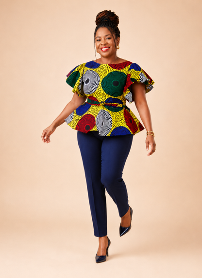 Idowu African Print Peplum Blouse