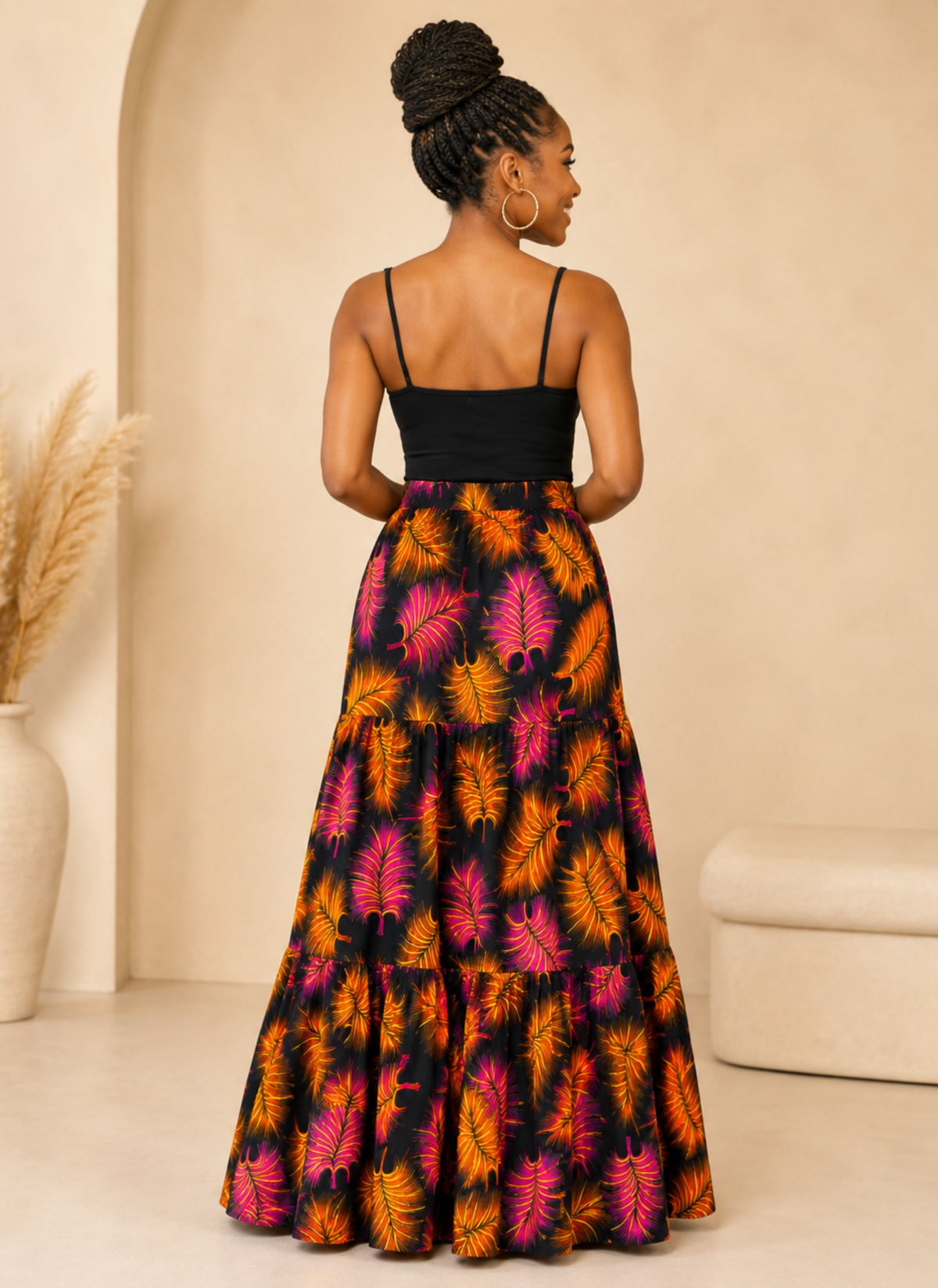 Itua African Print Tiered Skirt
