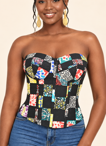 Abies African Print Corset Top