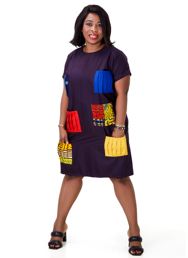 Purple Patch African Prints Pocket Dress - Edowayes