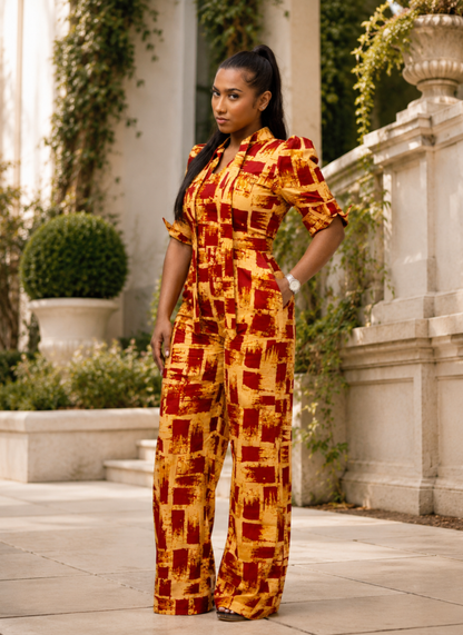 Jeje Ankara Jumpsuit – Modern African Print Wide-Leg Jumpsuit