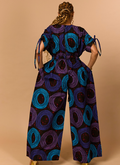 The Amara Ruffle Ankara Jumpsuit
