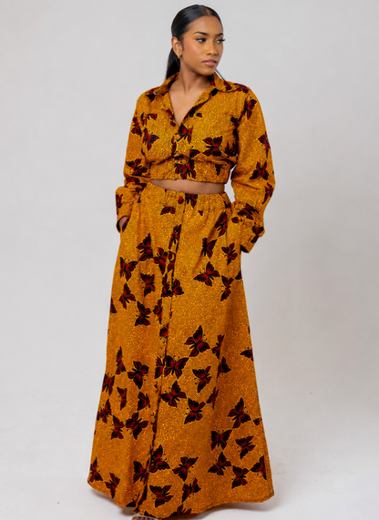 Nosa Ankara Two-Piece Set – Crop Top & High-Waisted Skirt Co-ord