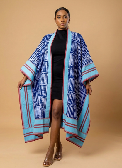Tolu Adire & Aso Oke Mixed-Media Kimono