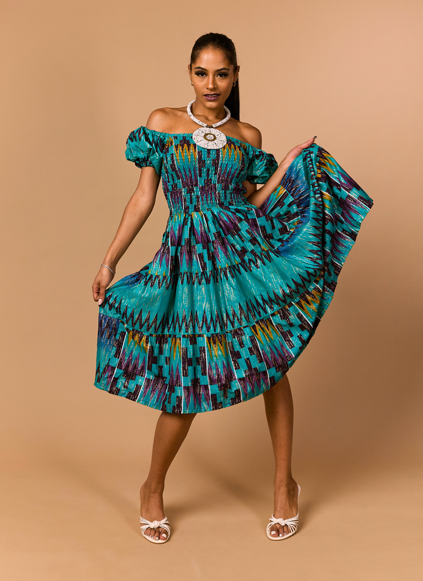 Amira Smocked Midi Dress