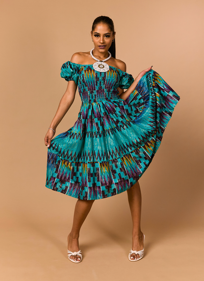 Amira Smocked Midi Dress