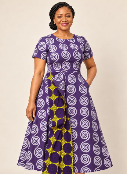 Nehita African Print Maxi Dress – Purple & Yellow