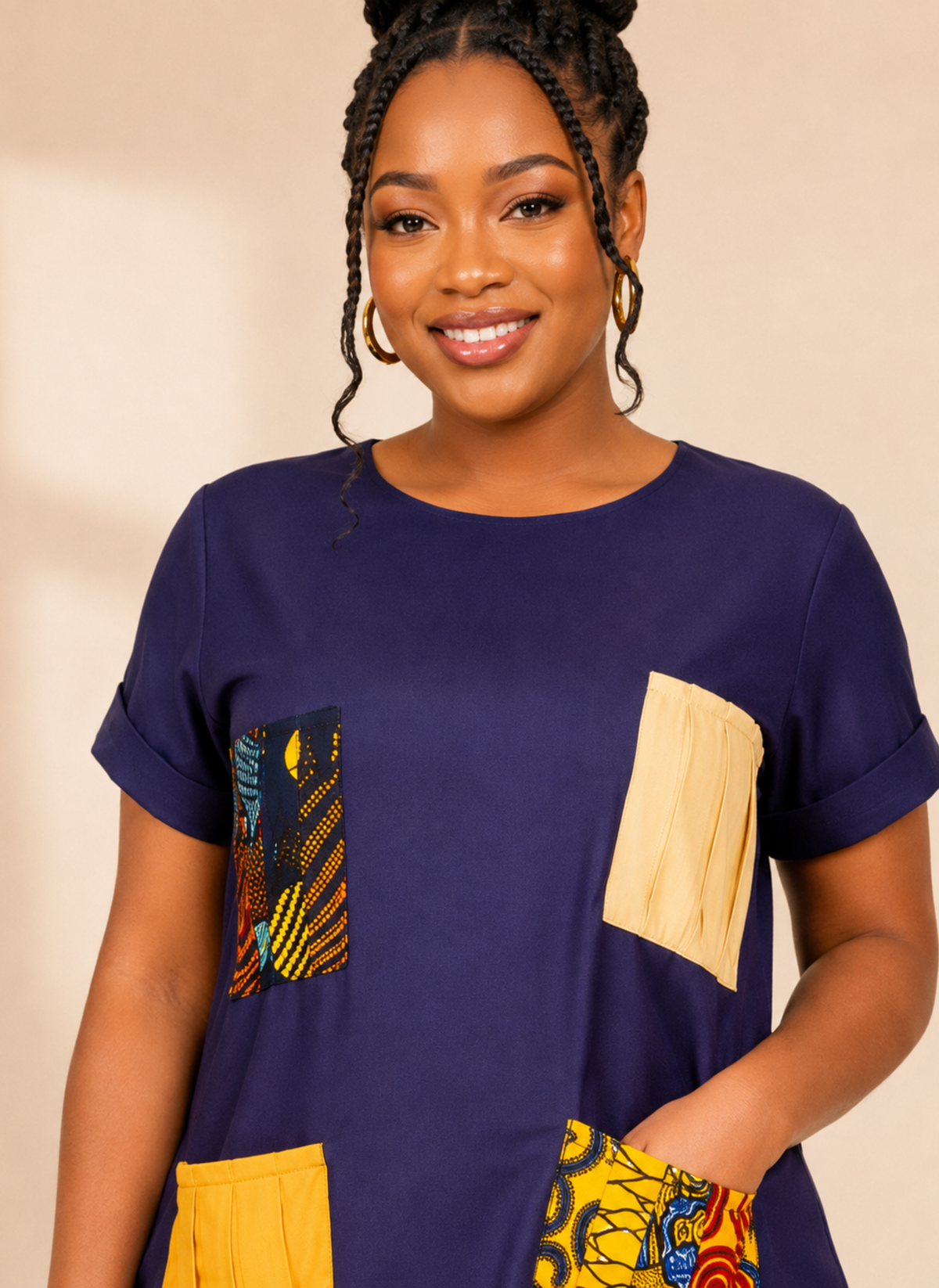 Ede African Print Patch Pocket Dress