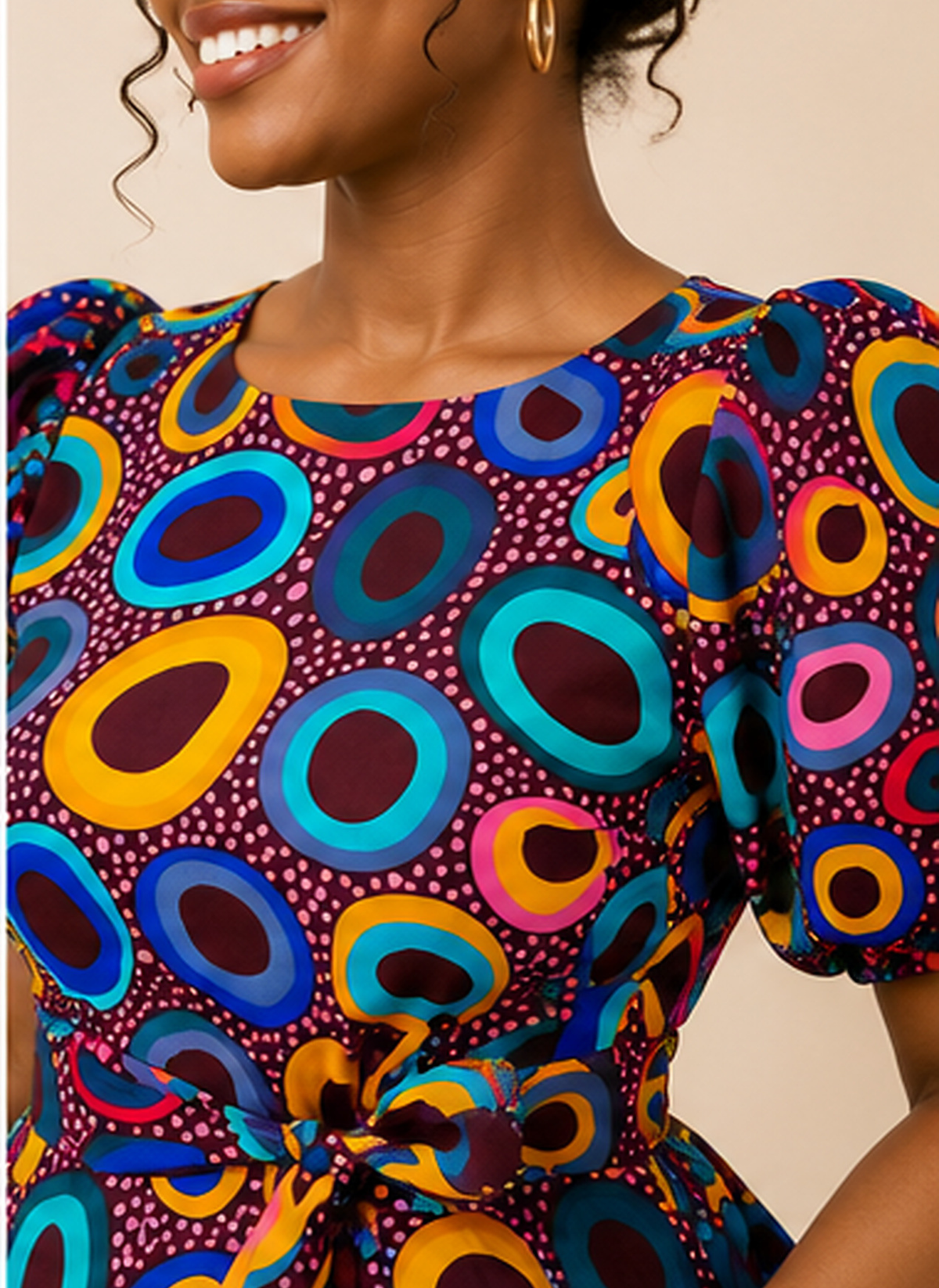 Ada African Print Peplum Blouse