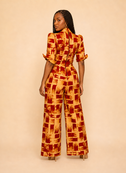 Jeje Ankara Jumpsuit – Modern African Print Wide-Leg Jumpsuit