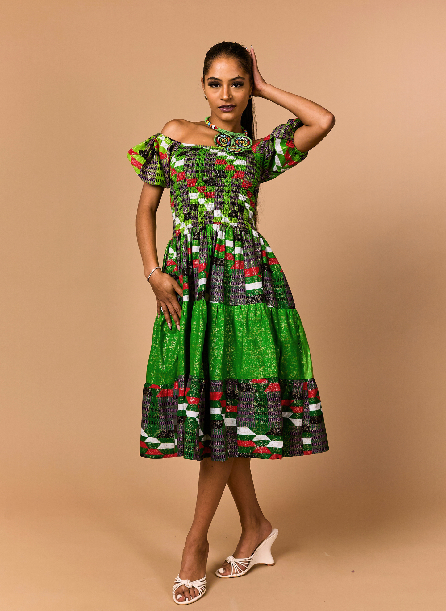 Nneka Smocked Midi Dress