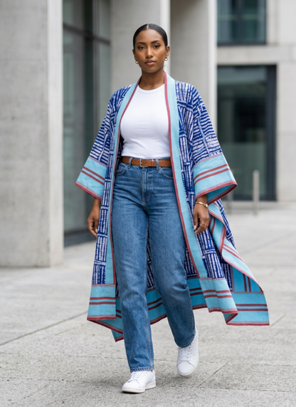 Tolu Adire & Aso Oke Mixed-Media Kimono
