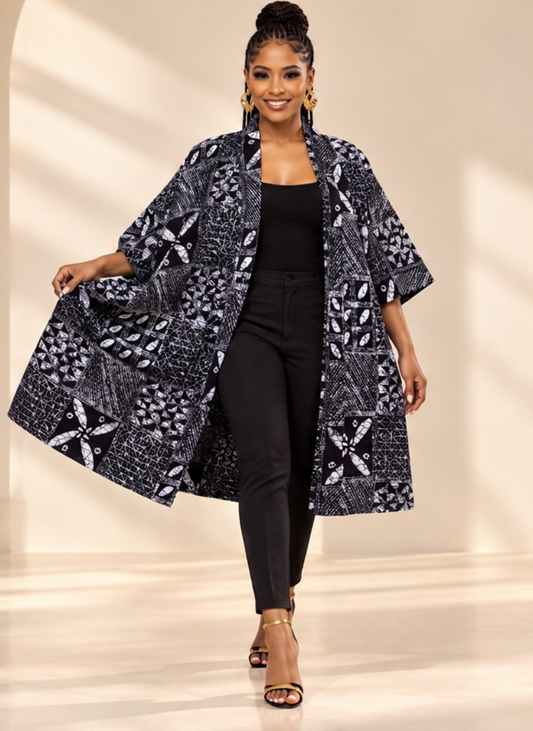 Ayomide Patchwork African Print Kimono – Multi