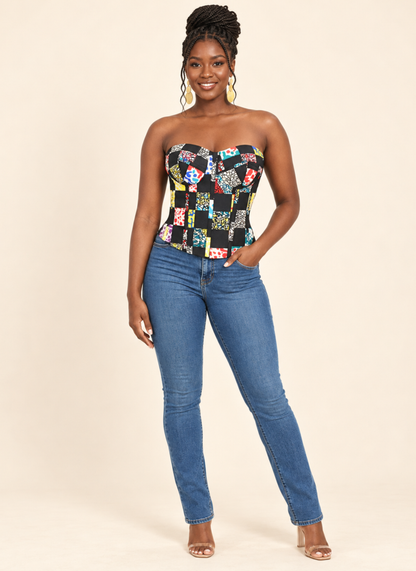 Abies African Print Corset Top